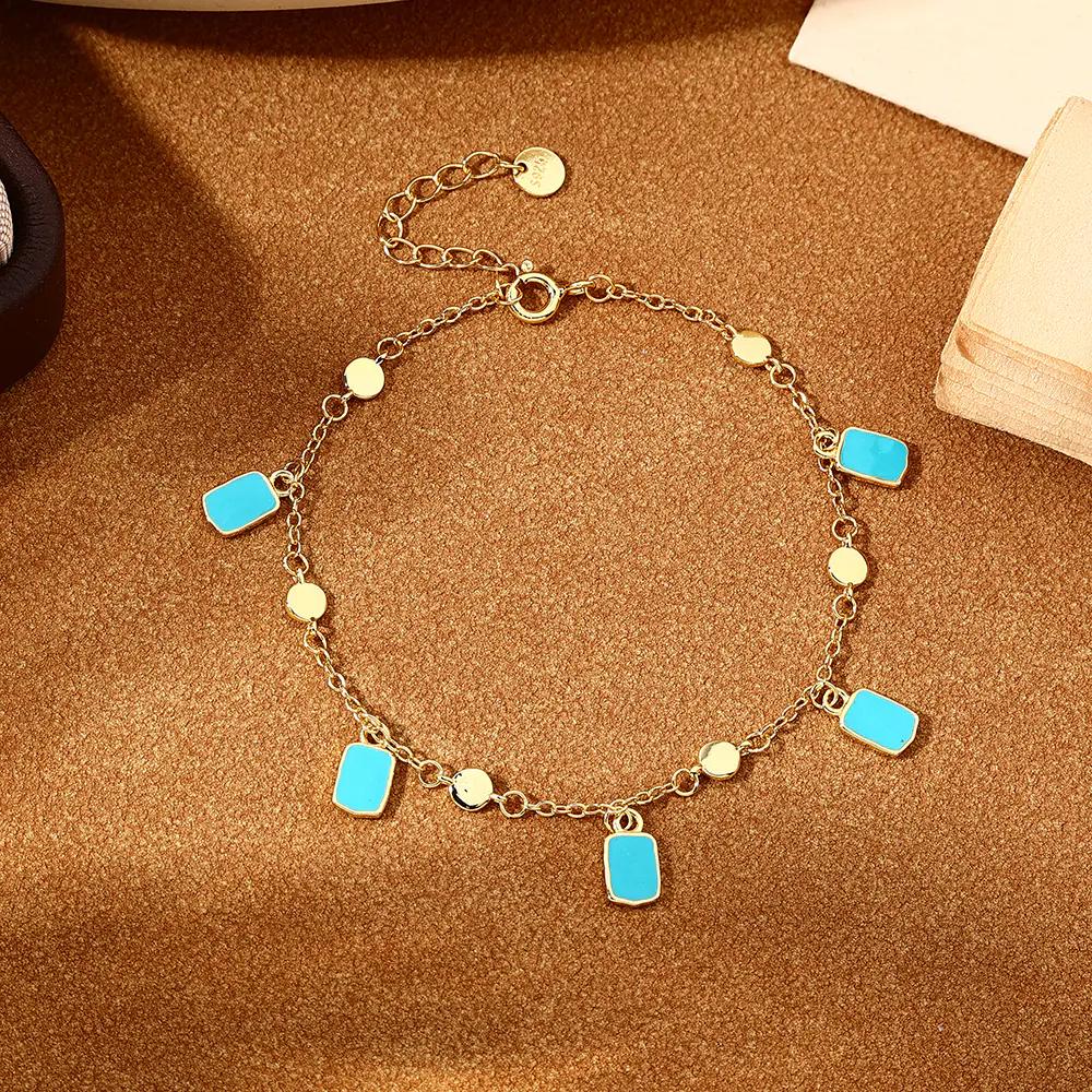 Gold Plated Blue Pendant Bracelet  EJB02915