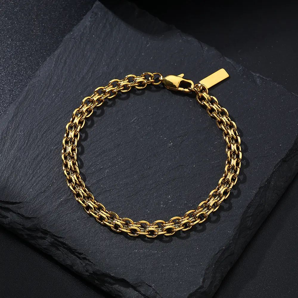 New Stainless Steel 18K Gold-plated Bracelet  EJB02898