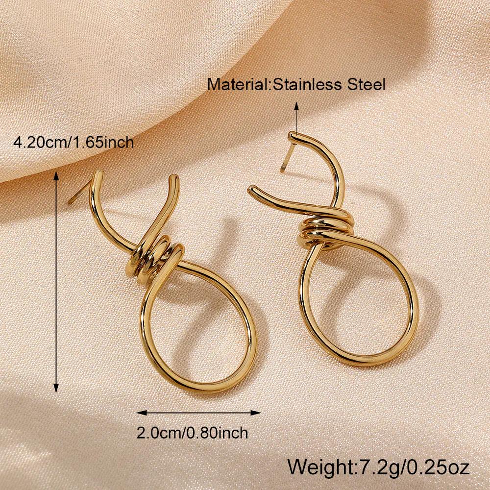Simple Style Twisted LineDesign Stainless Steel Earring EJE01781