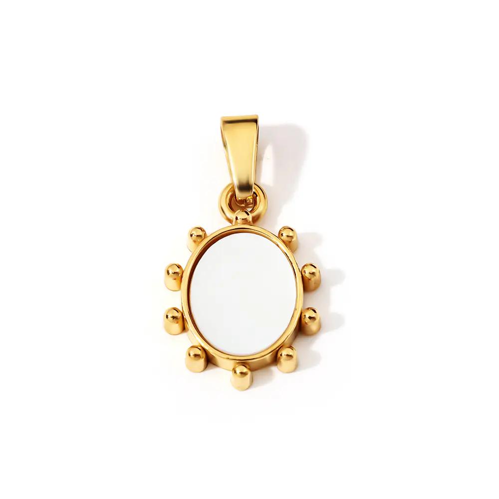 Gold Plated Stainless Steel Circular Seashell Pendant EJN06653G