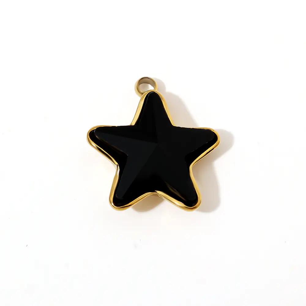 Stainless Steel Black Five-pointed Star Pendant EJN06298G