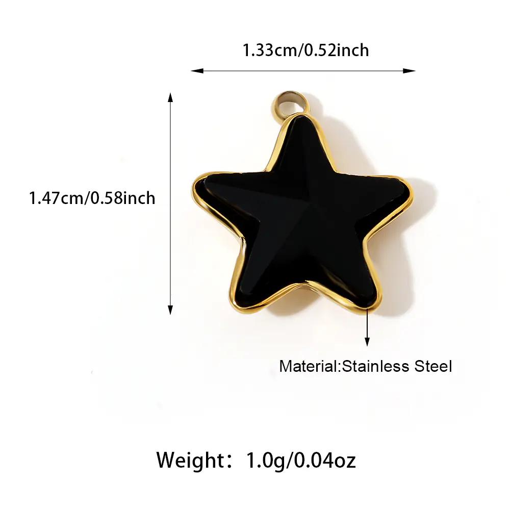 Stainless Steel Black Five-pointed Star Pendant EJN06298G