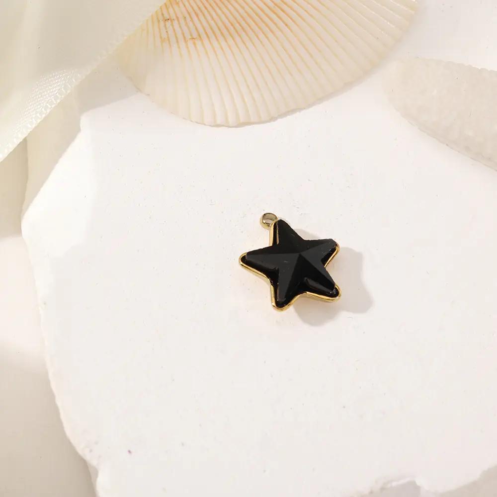 Stainless Steel Black Five-pointed Star Pendant EJN06298G