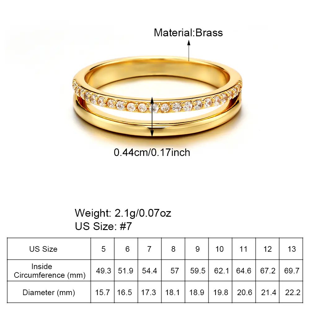 Elegent Style White Diamond Gold Plated Brass Ring EJR01759G-7