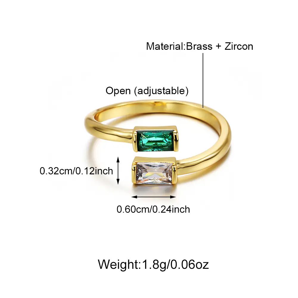 Simple Style Double-color Zircon Stone Ring - Adjustable EJR01739G