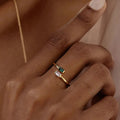 Simple Style Double-color Zircon Stone Ring - Adjustable EJR01739G