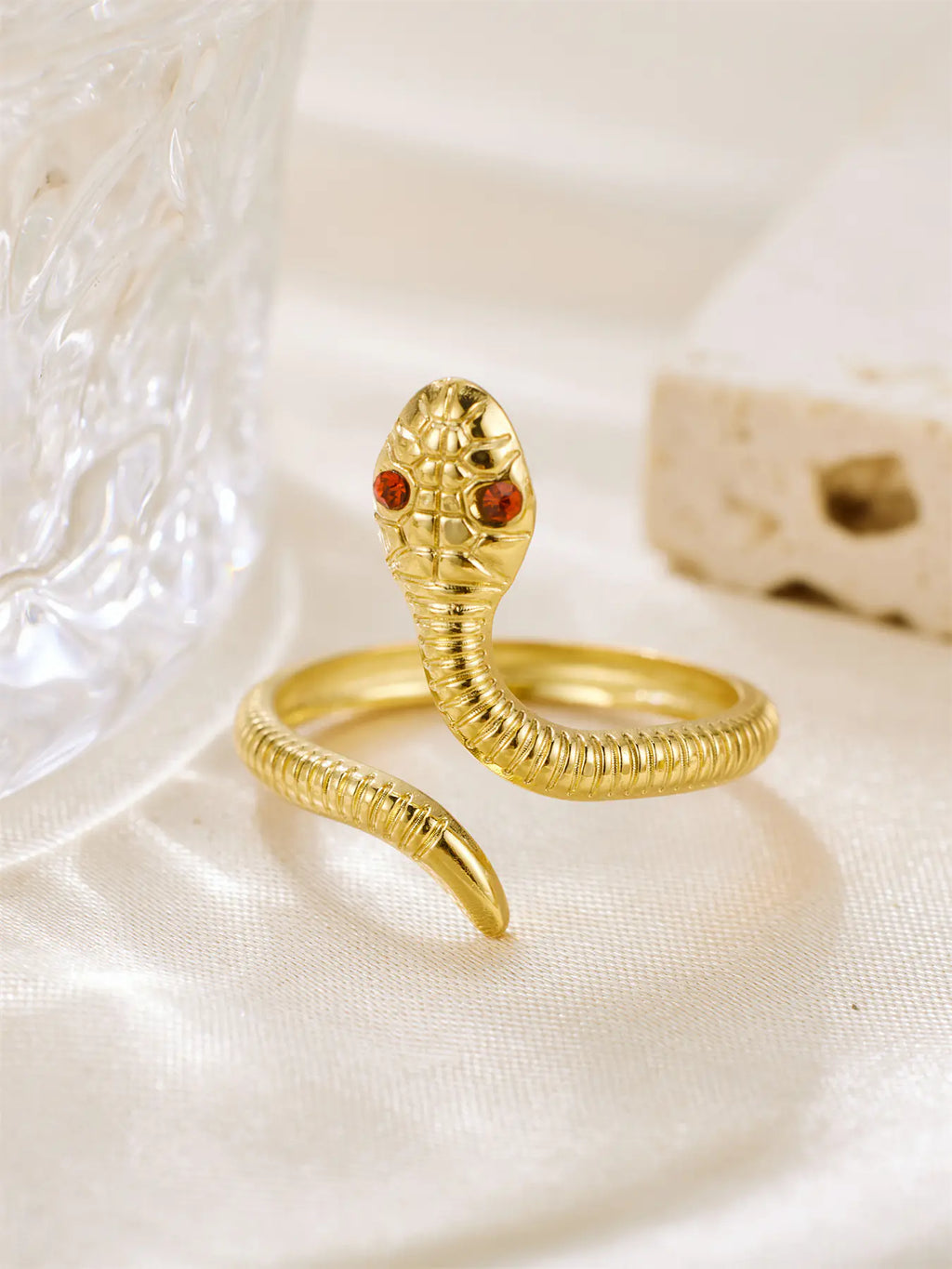 Eye Snake Shape Full Rhinestone Zircon Open Rings  EJR00835G