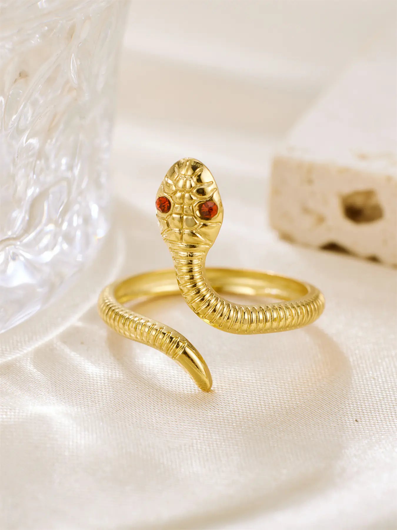 Eye Snake Shape Full Rhinestone Zircon Open Rings  EJR00835G