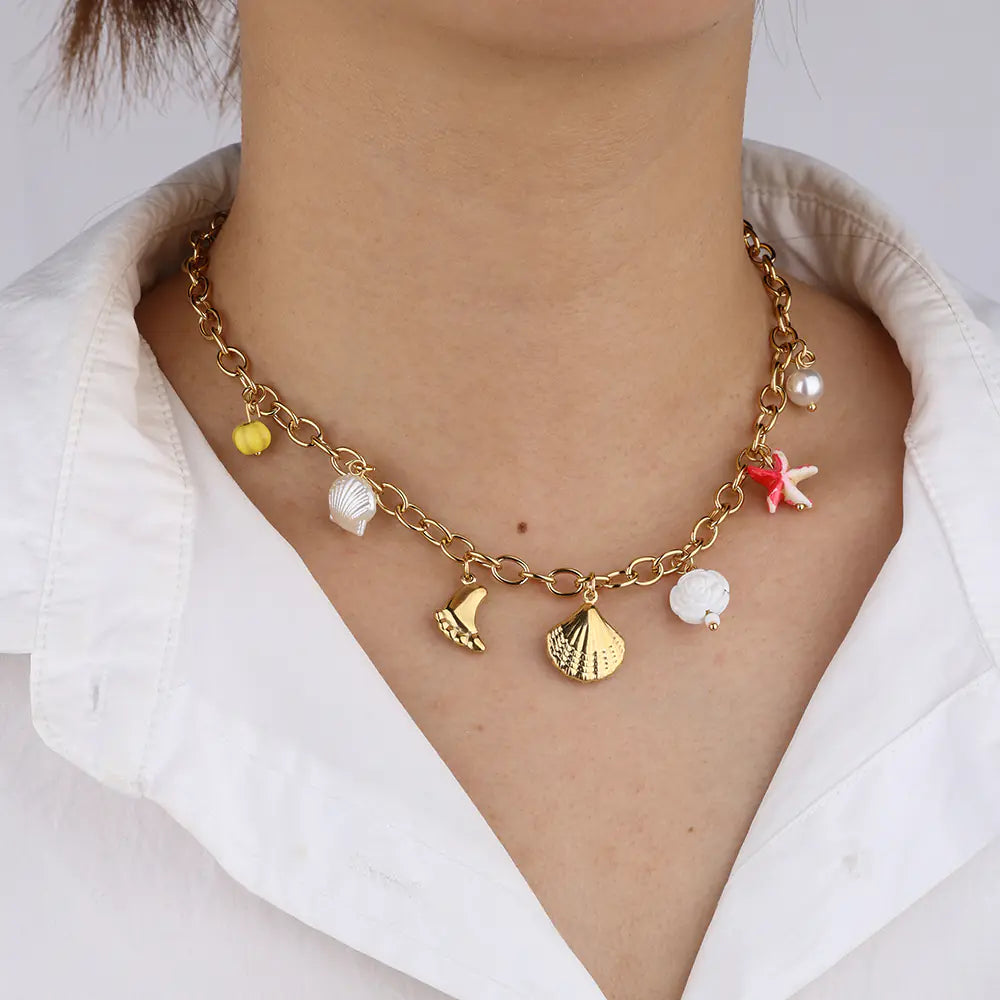 Multi Marine Pendant Necklace   EJ25N06380G