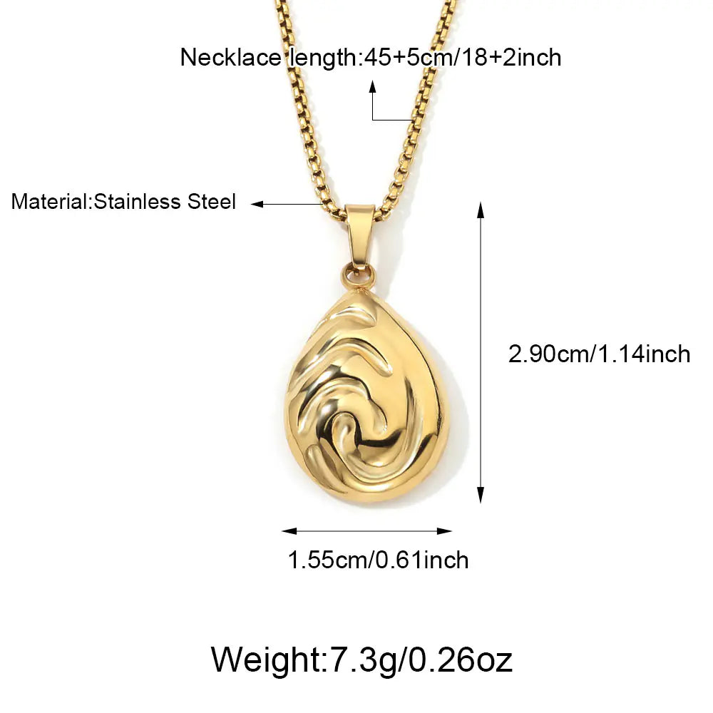 Hammered Pear Pendant Chain   EJ25N06388G