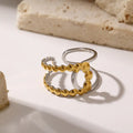 New Stainless Steel Two Tone Bead Opening Ring    EJ25R01229GS