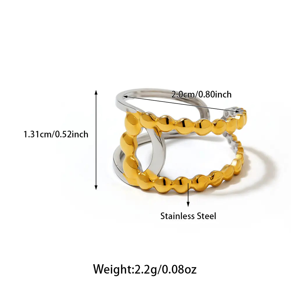 New Stainless Steel Two Tone Bead Opening Ring    EJ25R01229GS