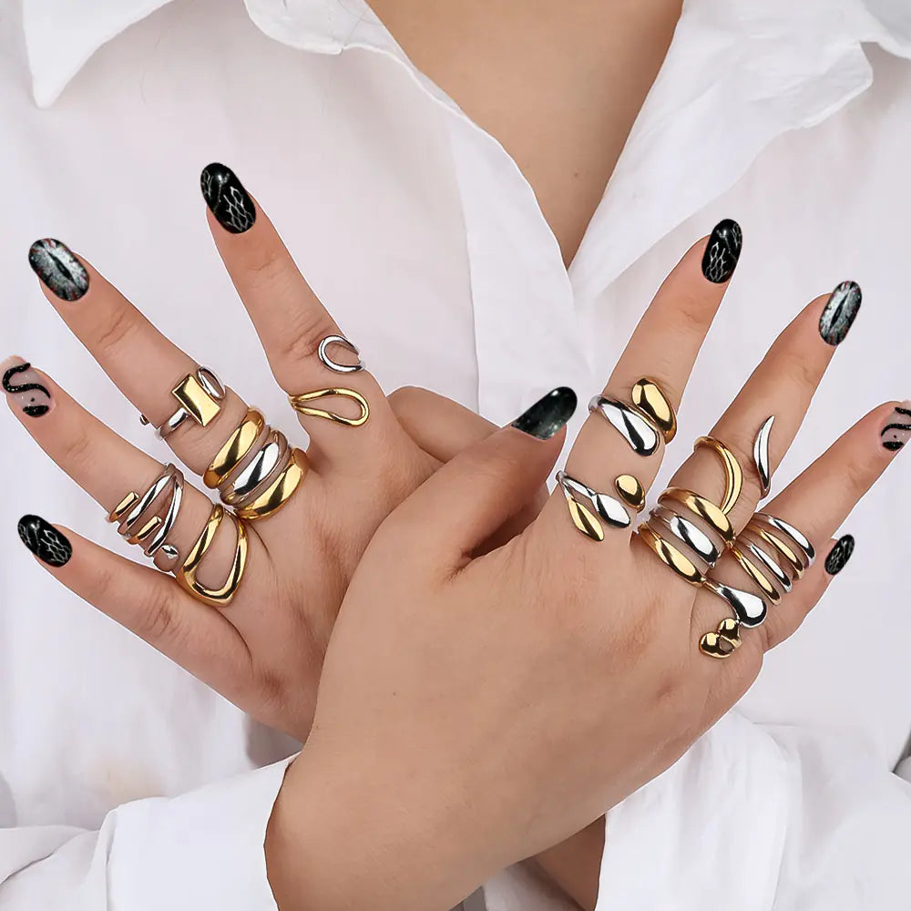 Two Tone Three Bead Women Ring    EJ25R01236GS