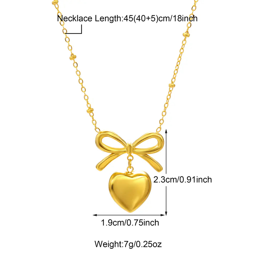 Bow Heart Design Necklace     EJN06036G
