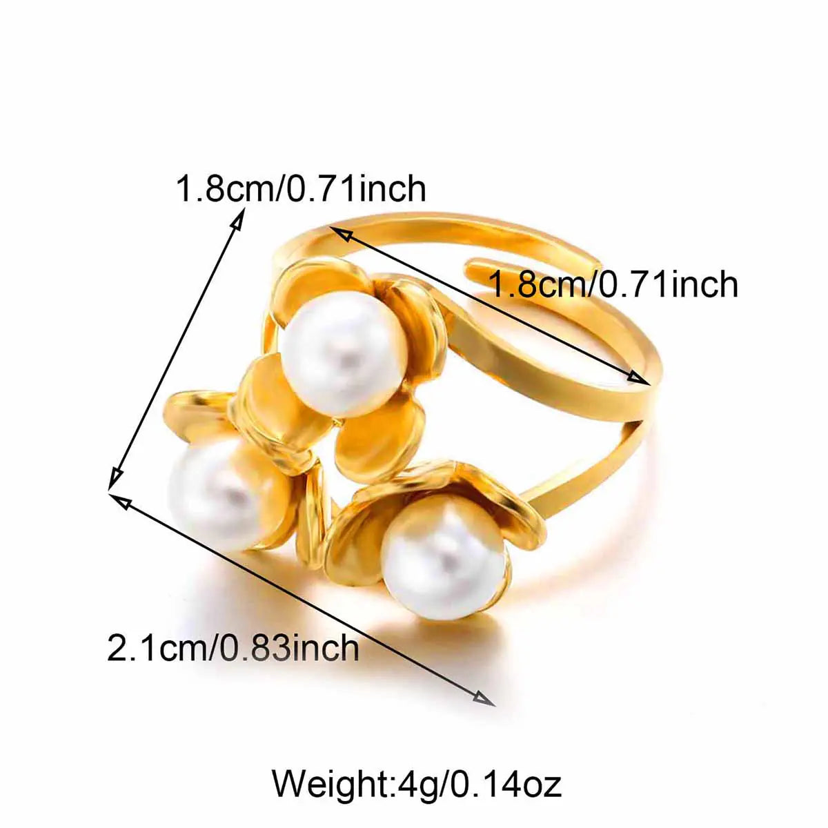 Flower Pearl Open Ring Adjustable    EJR01115G