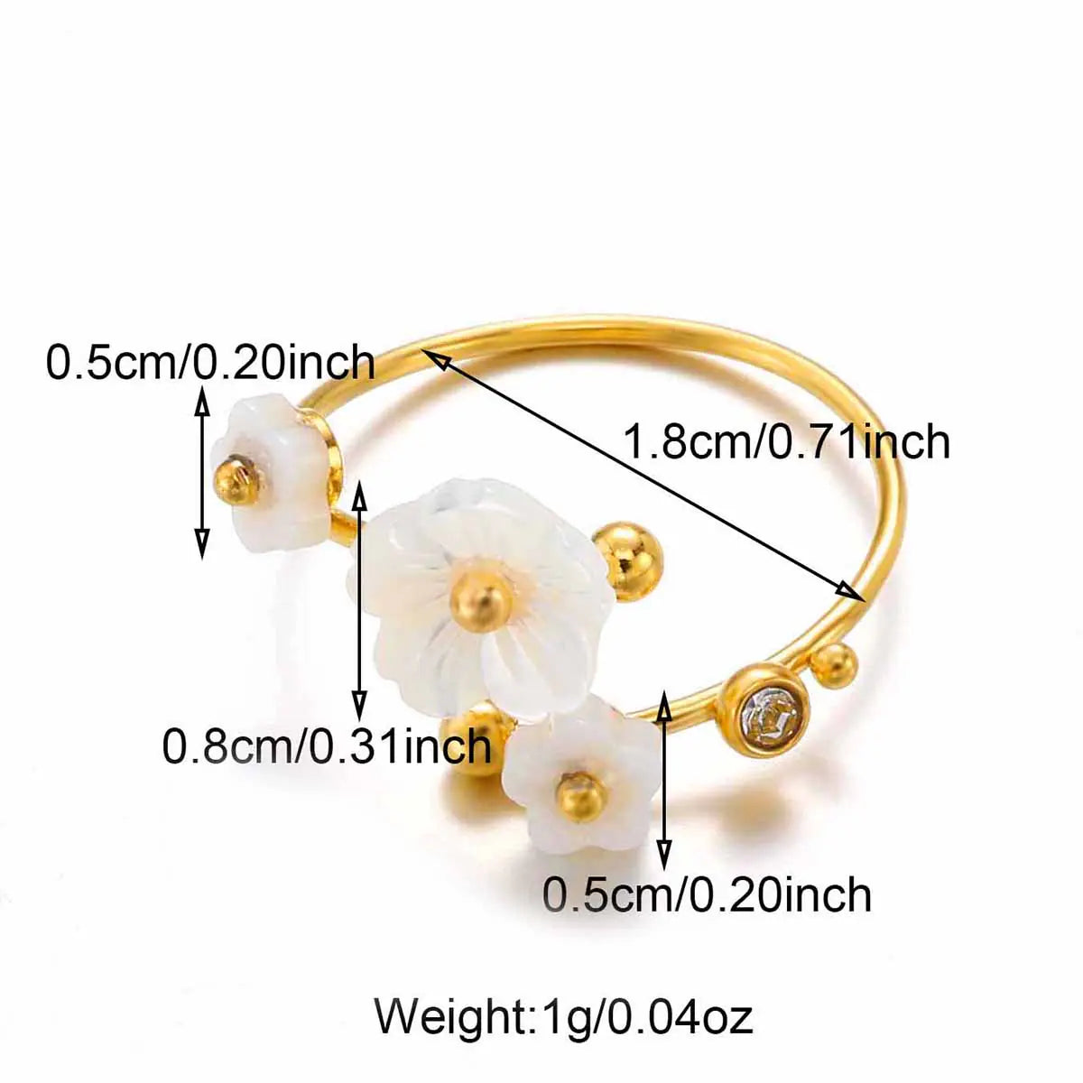 Shell Flower Adjustable Ring    EJR01117G