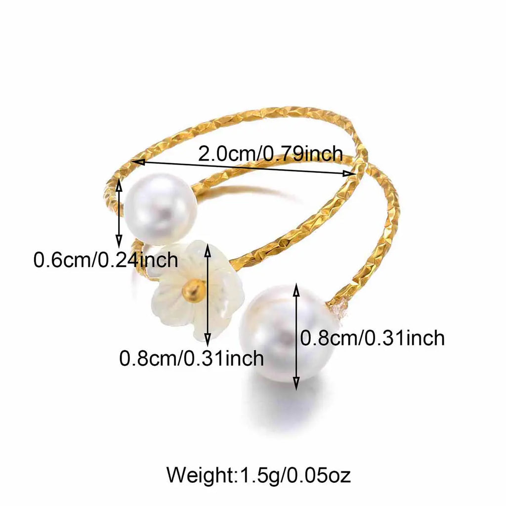Shell Flower Pearl Open Ring    EJR01118G